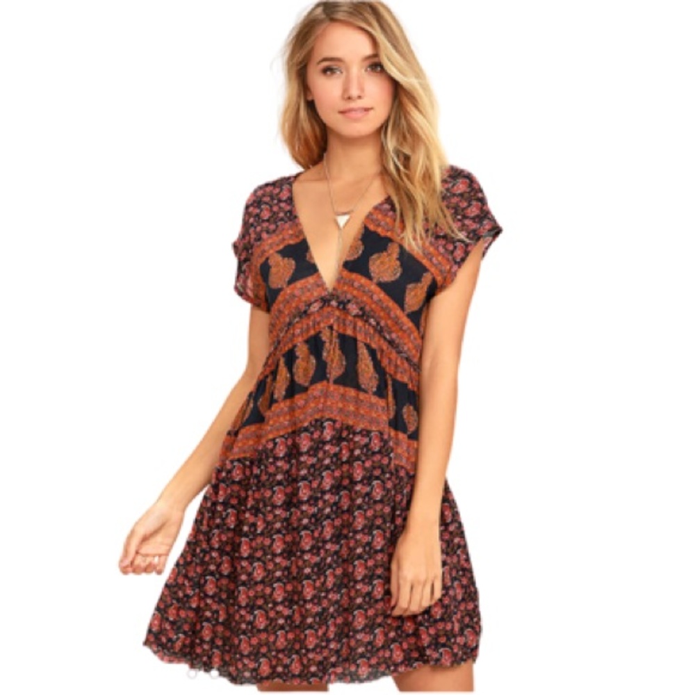 LuLu’s- O’Neill- Deb Navy Blue Boho Print Dress